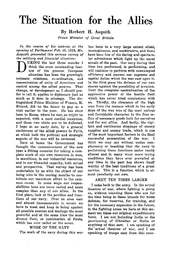 First page of The Situation for the Allies