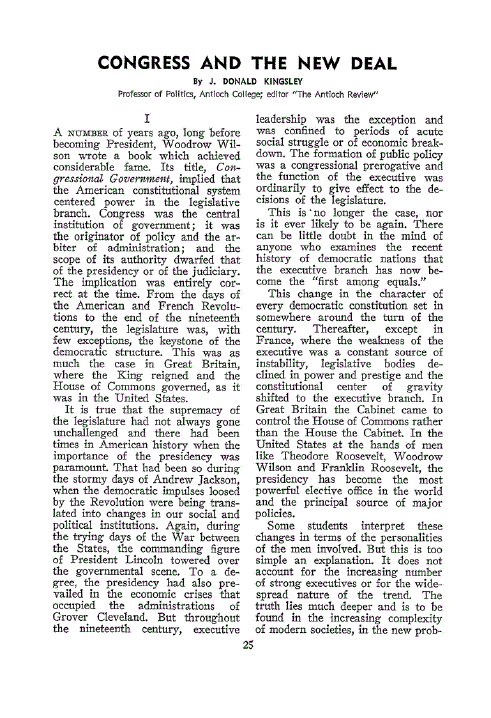 First page of Congress and the New Deal