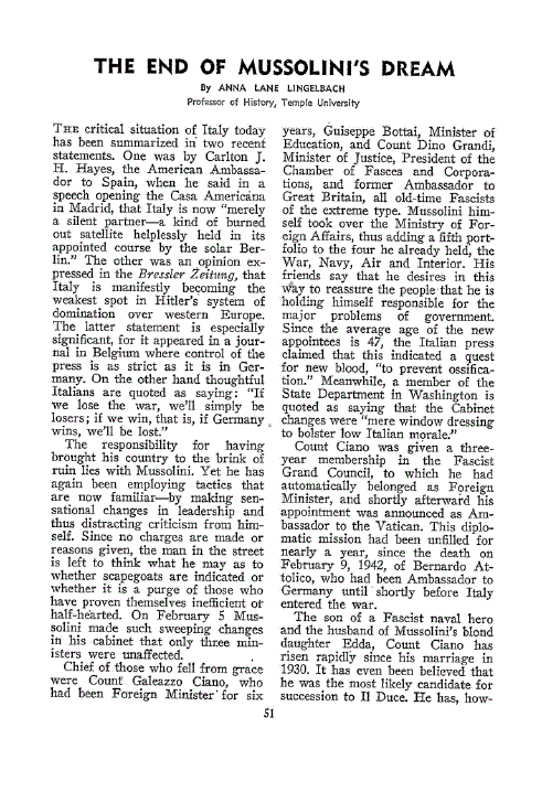 First page of The End of Mussolini’s Dream