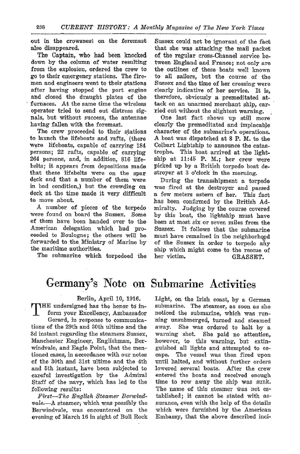 First page of Germany’s Note on Submarine Activities