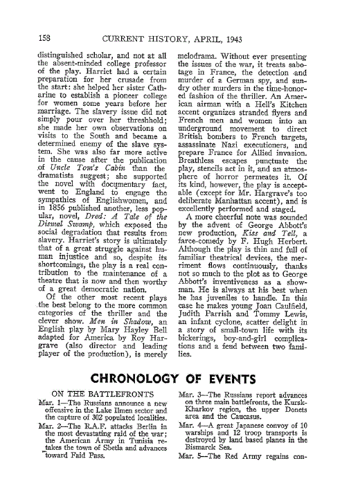 First page of Chronology of Events