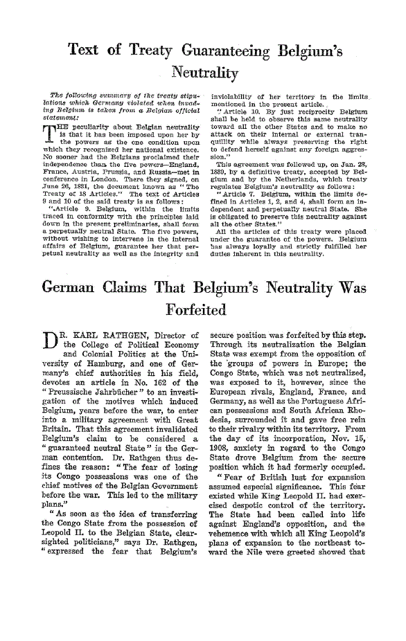 First page of Text of Treaty Guaranteeing Belgium’s Neutrality