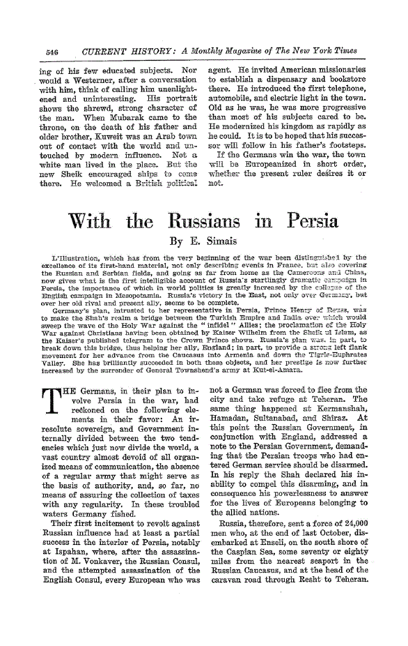 First page of With the Russians in Persia