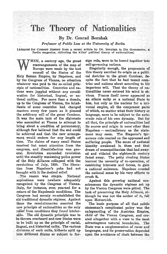 First page of The Theory of Nationalities