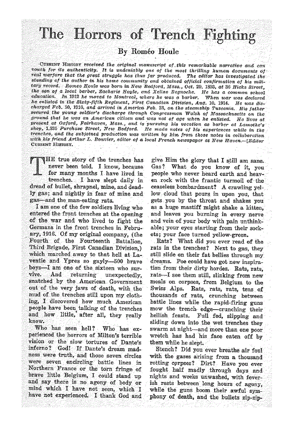 First page of The Horrors of Trench Fighting
