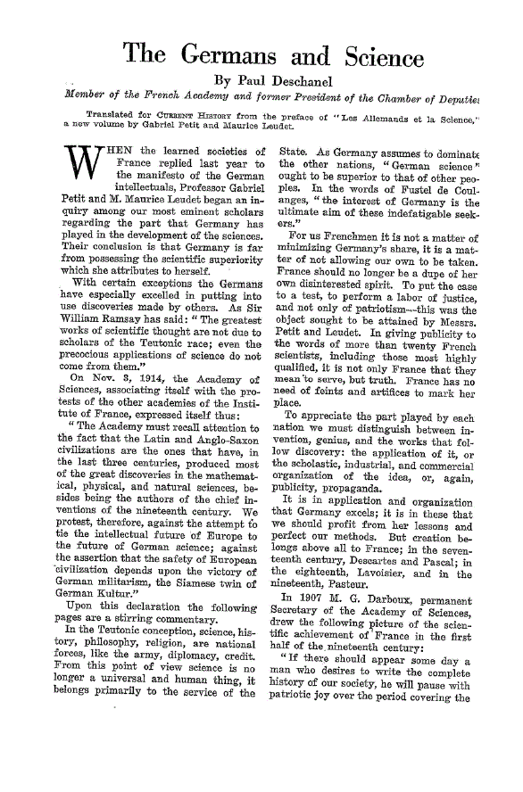 First page of The Germans and Science