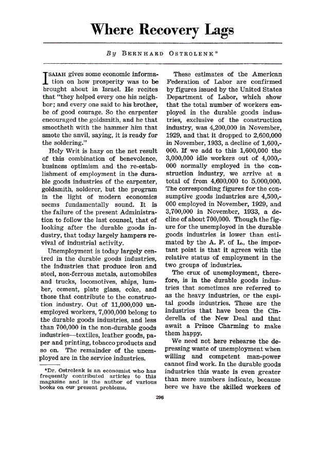 First page of Where Recovery Lags