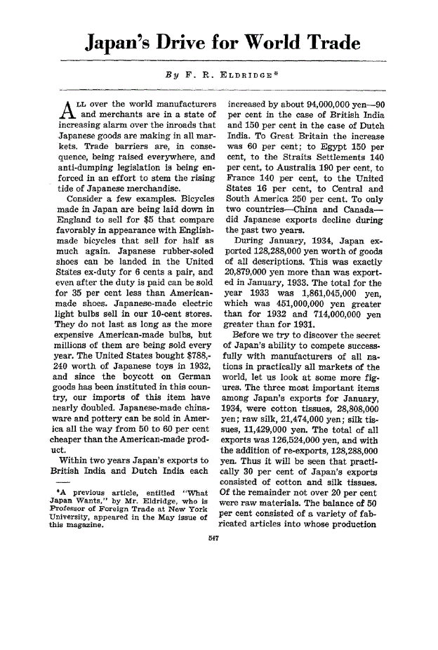 First page of Japan’s Drive for World Trade