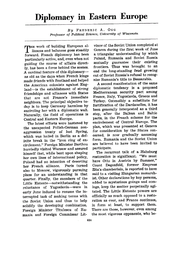 First page of Diplomacy in Eastern Europe