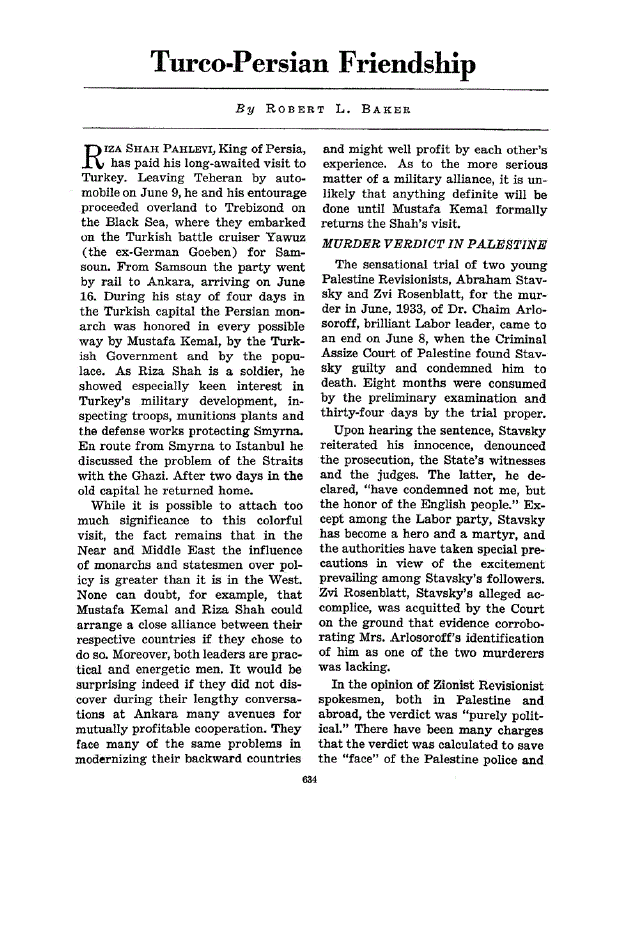 First page of Turco-Persian Friendship