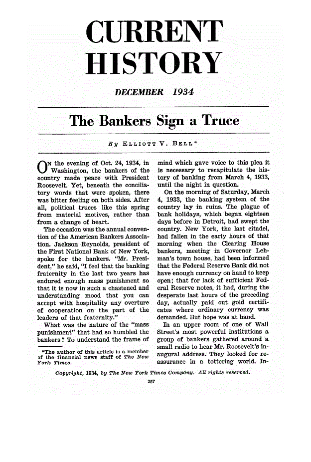 First page of The Bankers Sign a Truce