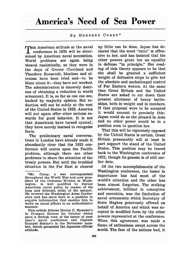 First page of America’s Need of Sea Power
