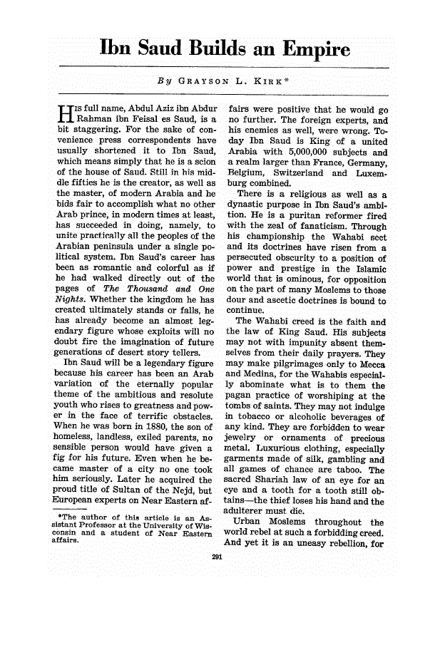 First page of Ibn Saud Builds an Empire