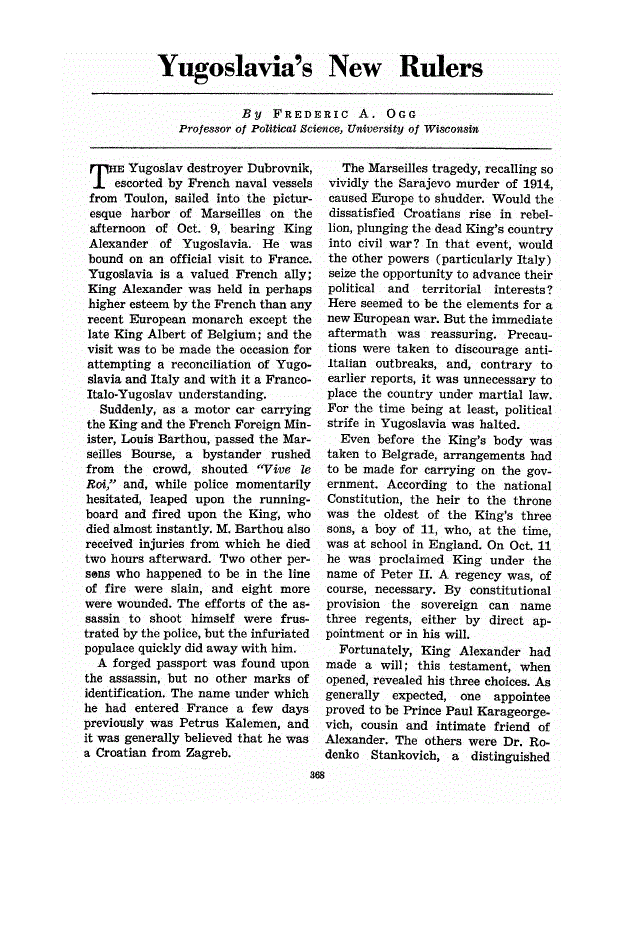 First page of Yugoslavia’s New Rulers