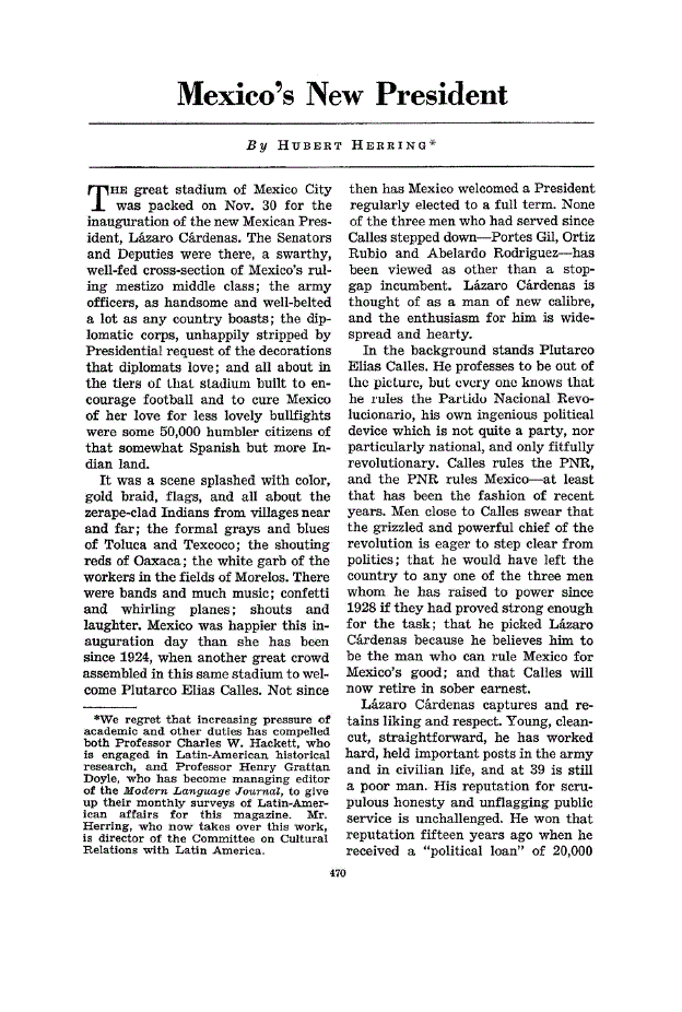 First page of Mexico’s New President