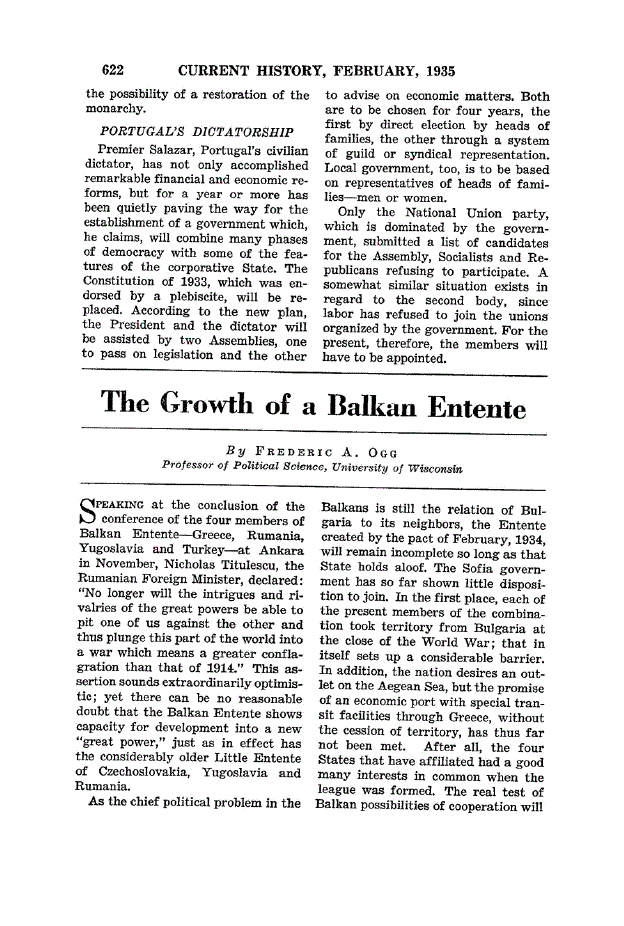 First page of The Growth of a Balkan Entente