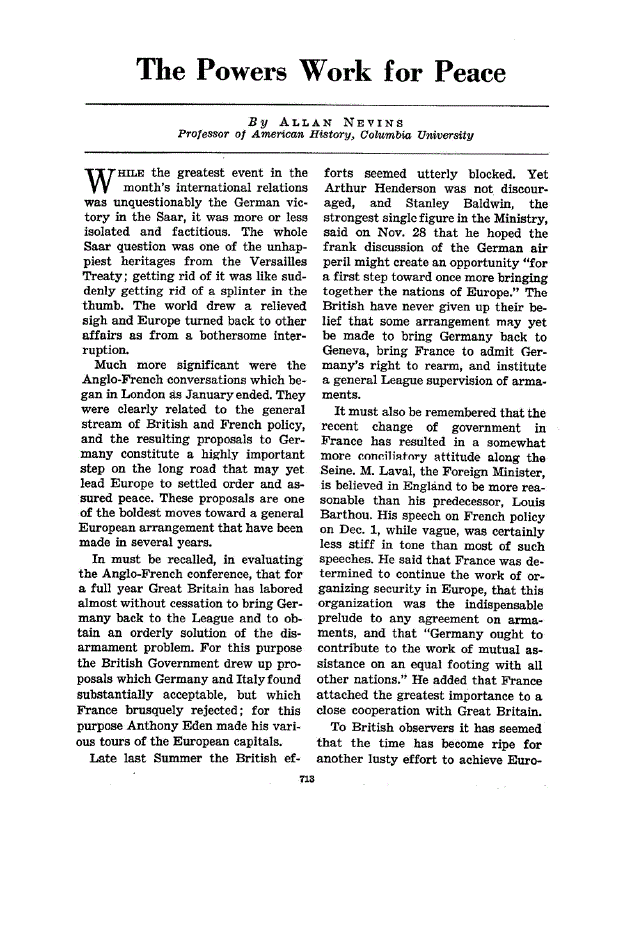 First page of The Powers Work for Peace