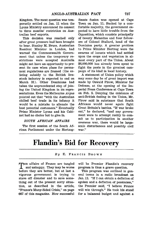 First page of Flandin’s Bid for Recovery