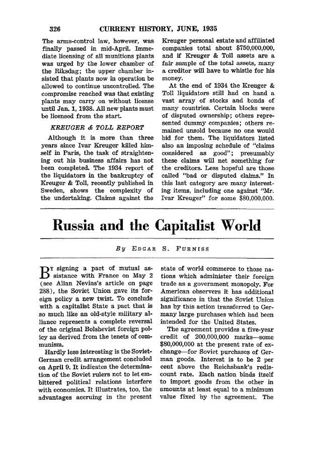First page of Russia and the Capitalist World