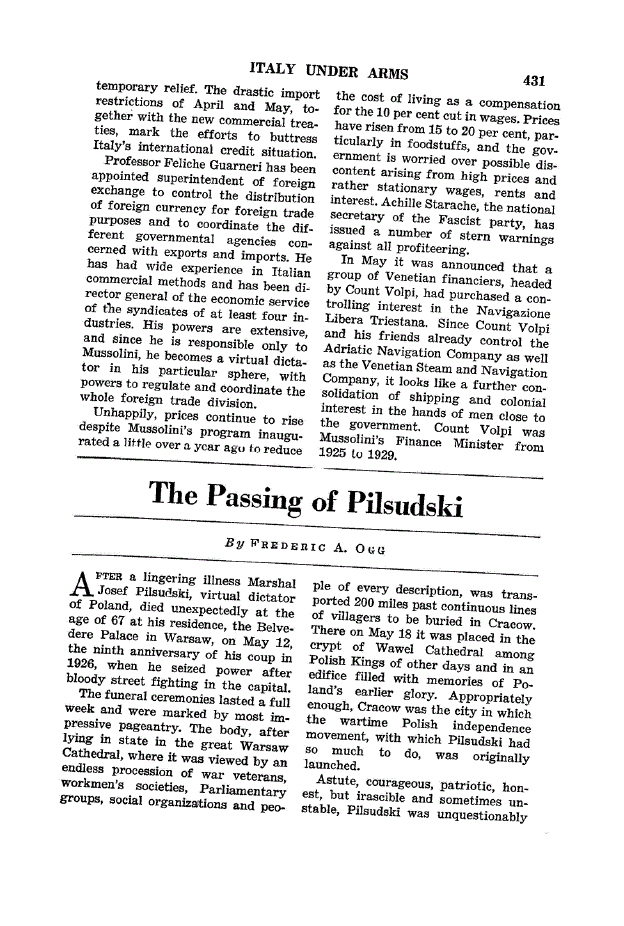 First page of The Passing of Pilsudski