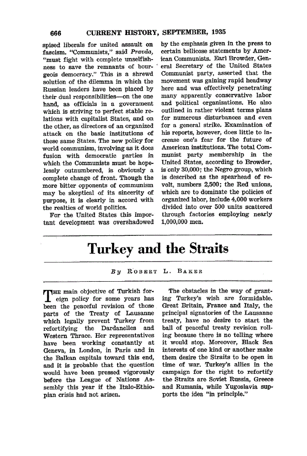 First page of Turkey and the Straits