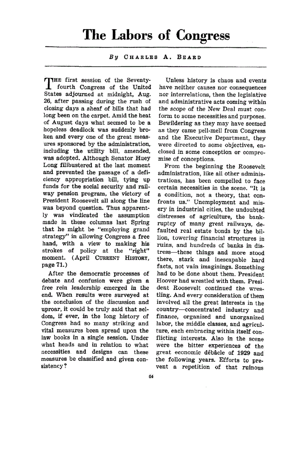First page of The Labors of Congress