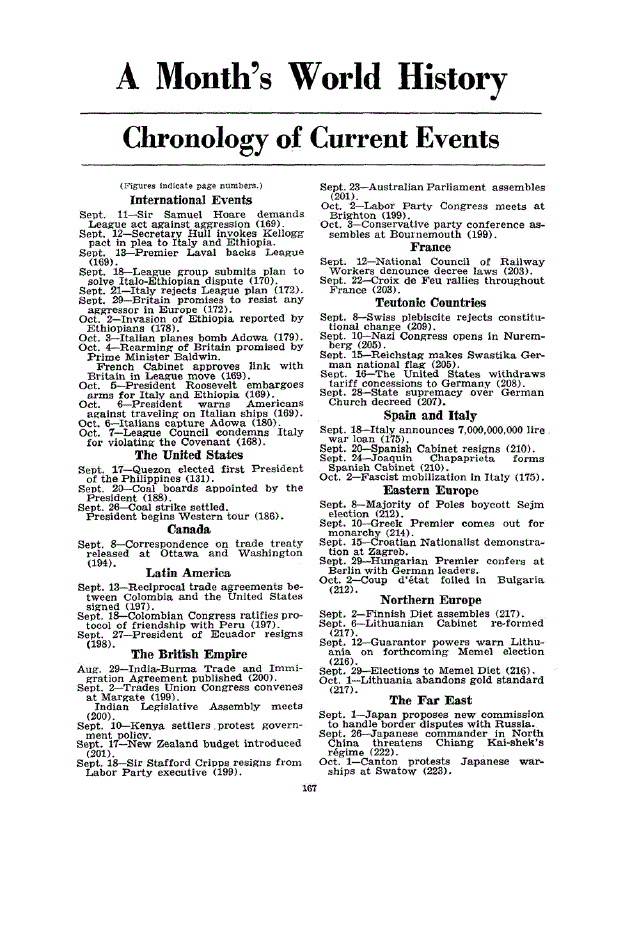 First page of Chronology of Current Events