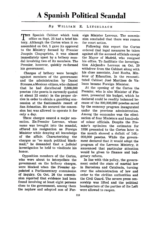 First page of A Spanish Political Scandal