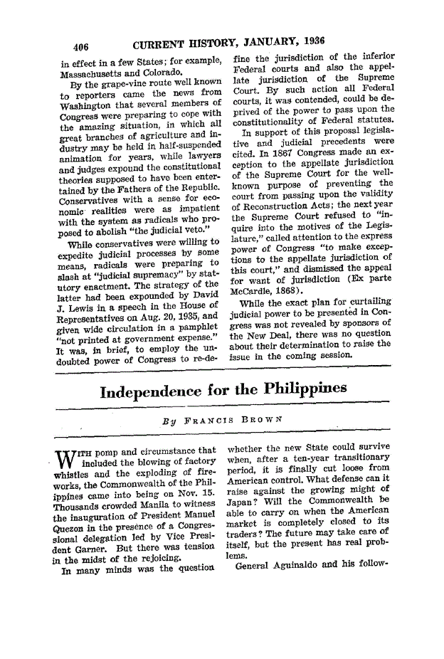 First page of Independence for the Philippines