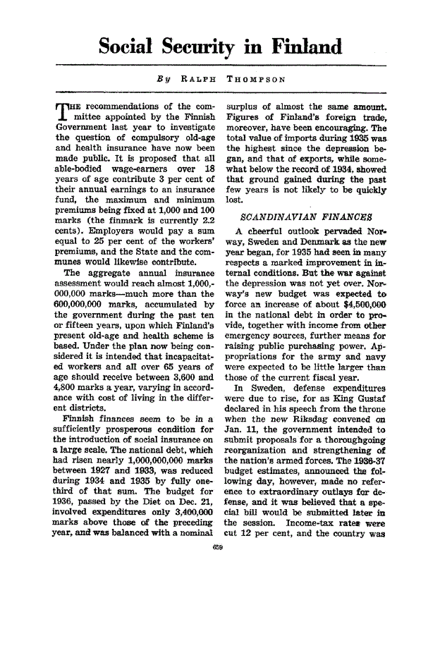First page of Social Security in Finland