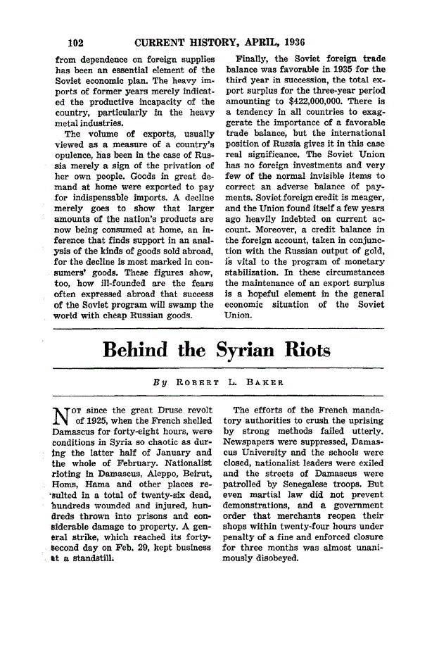 First page of Behind the Syrian Riots