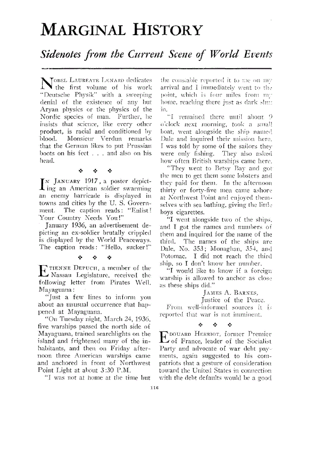 First page of Marginal History<subtitle>Sidenotes from the Current Scene of World Events</subtitle>
