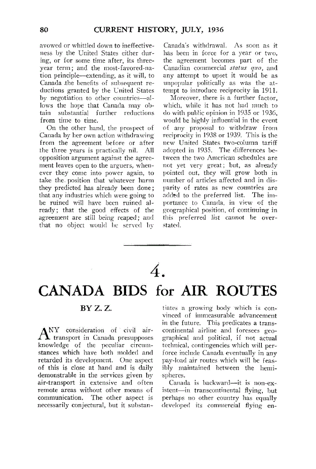 First page of 4. Canada Bids for Air Routes