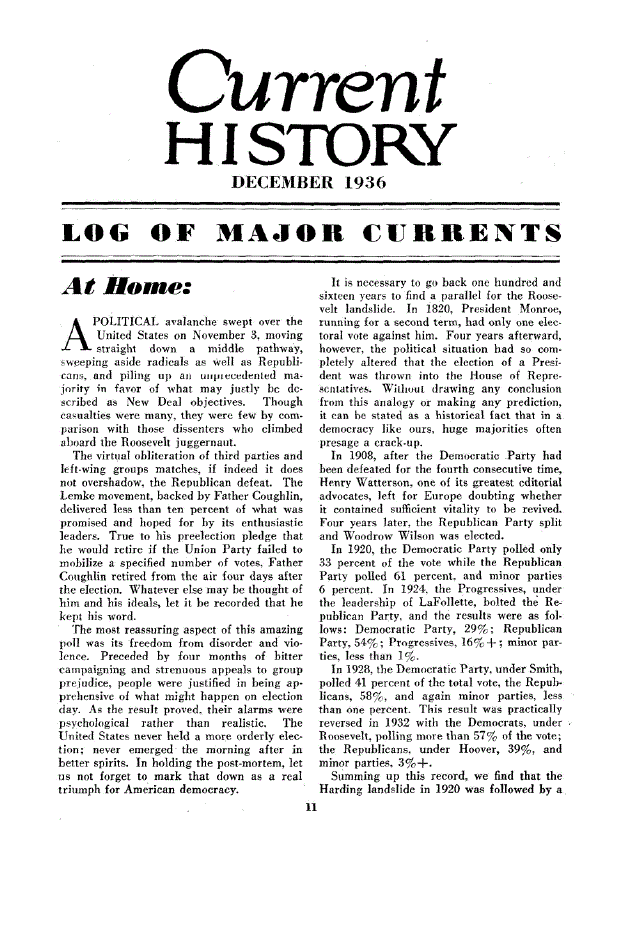 First page of Log Of Major Currents
