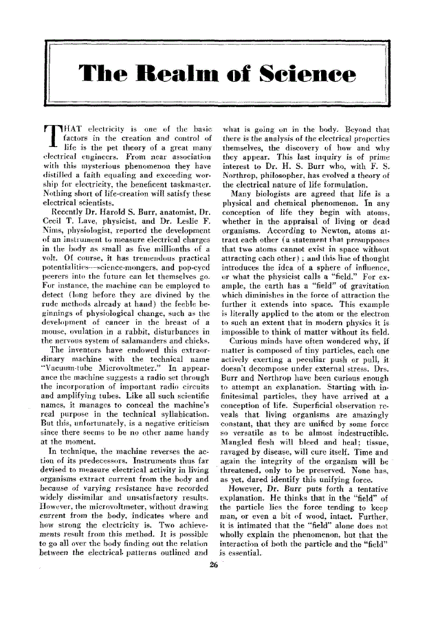 First page of The Realm of Science