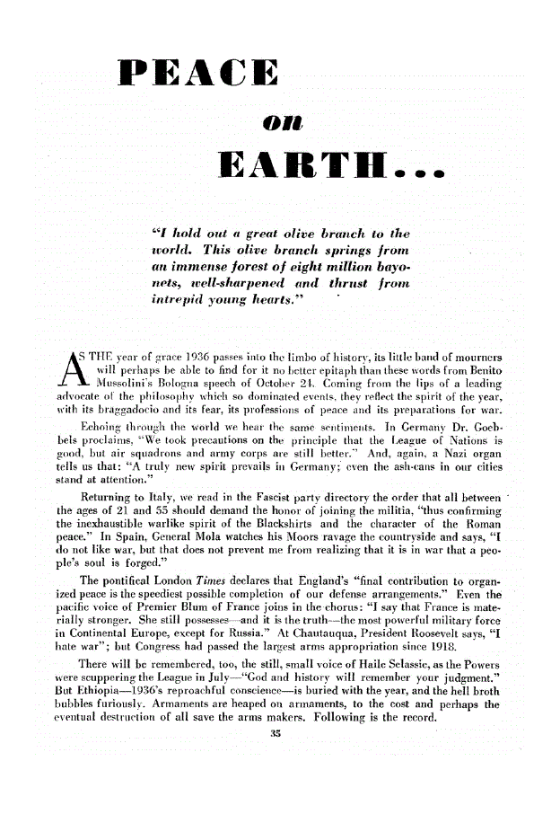 First page of Peace On Earth...