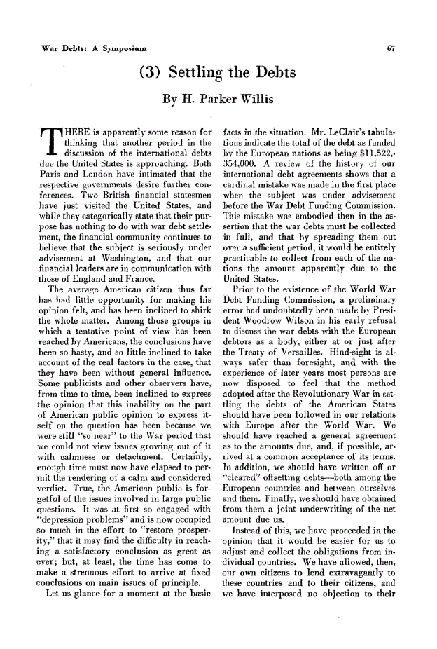 First page of (3) Settling the Debts
