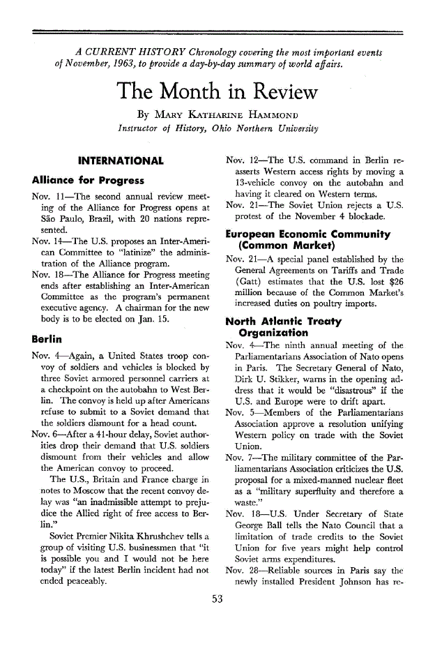 First page of The Month in Review