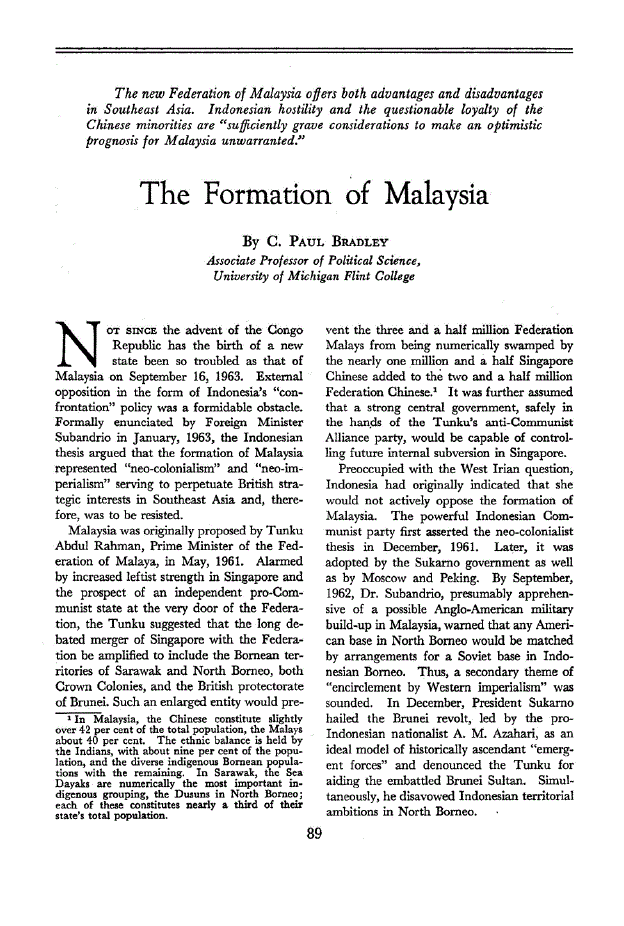 First page of The Formation of Malaysia