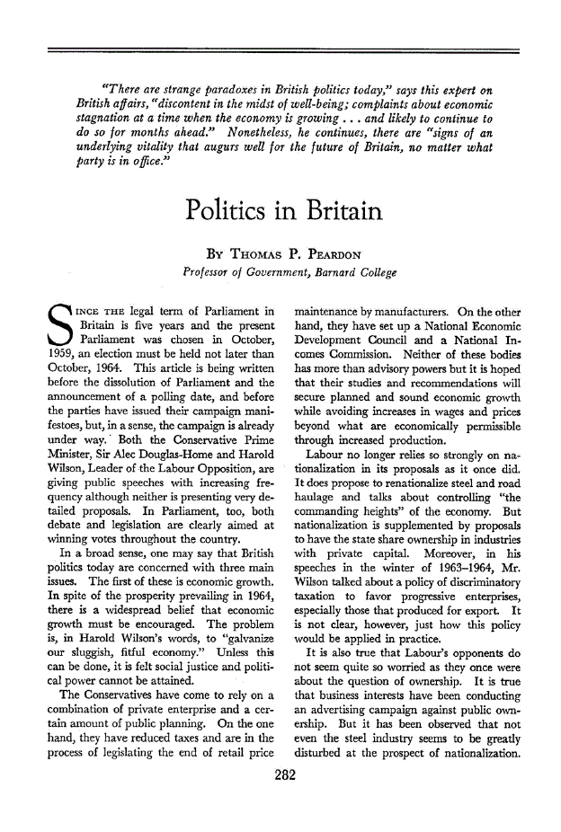 First page of Politics in Britain