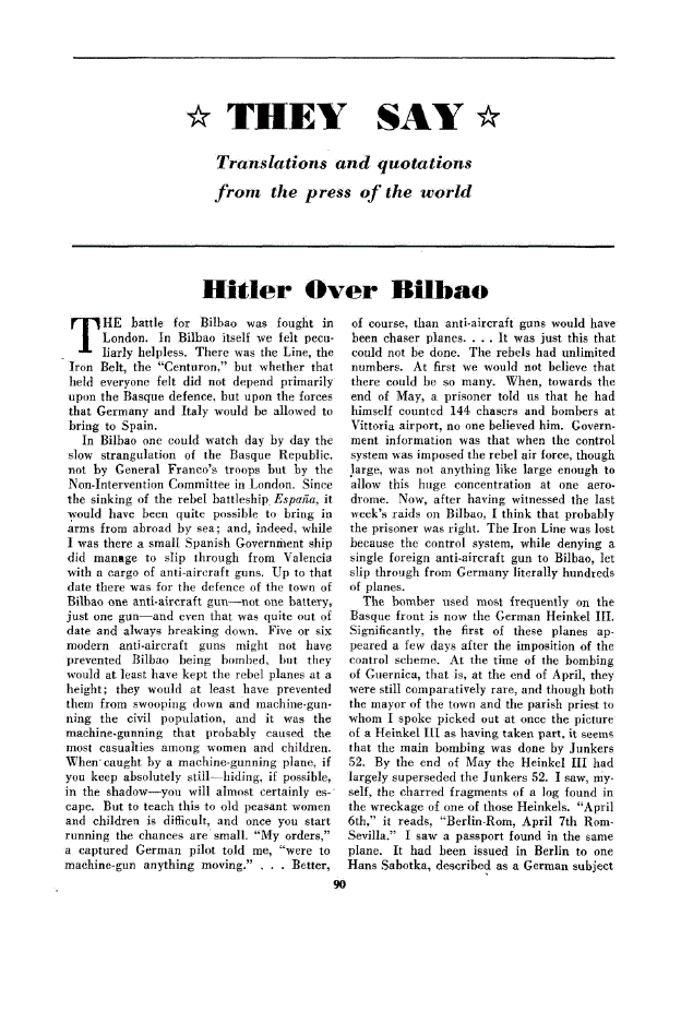 First page of They Say<subtitle>Translations and quotations from the press of the world</subtitle>