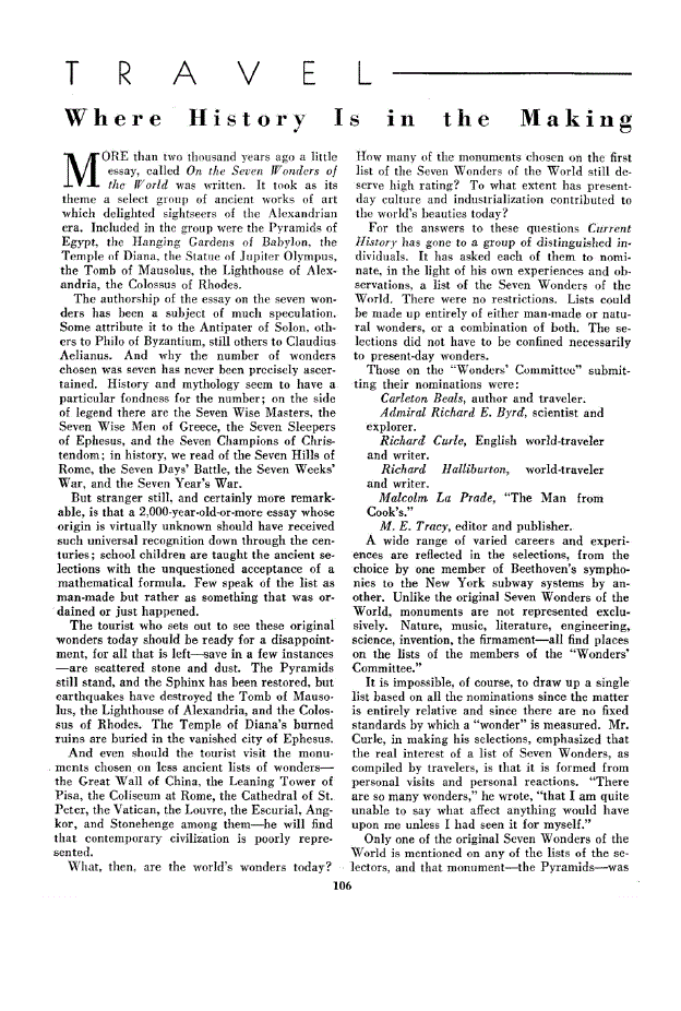 First page of Travel<subtitle>Where History is in the Making</subtitle>