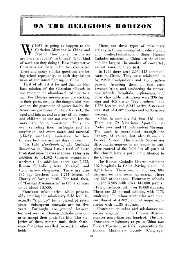 First page of On the Religious Horizon