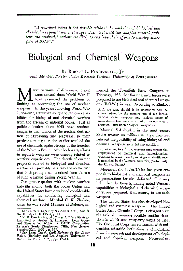 First page of Biological and Chemical Weapons