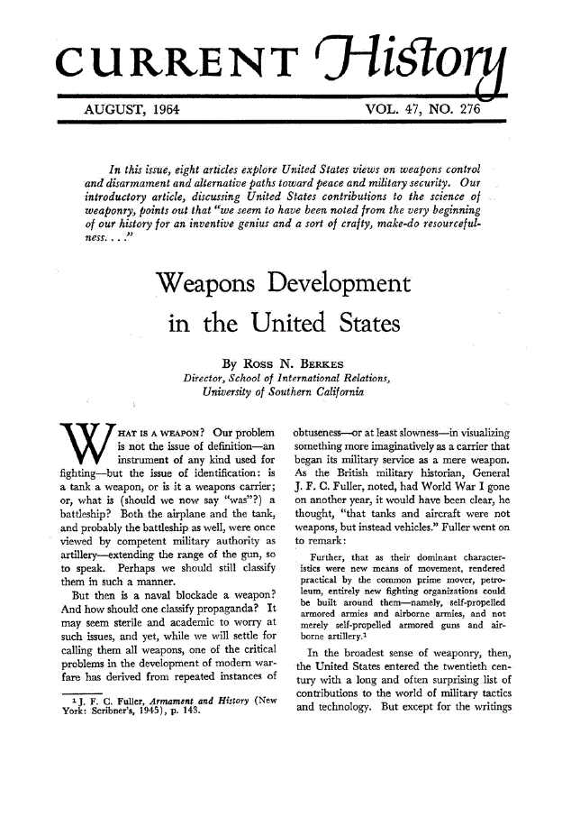 First page of Weapons Development in the United States