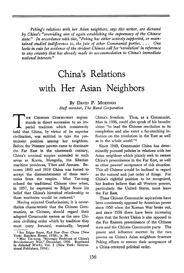 First page of China’s Relations with Her Asian Neighbors