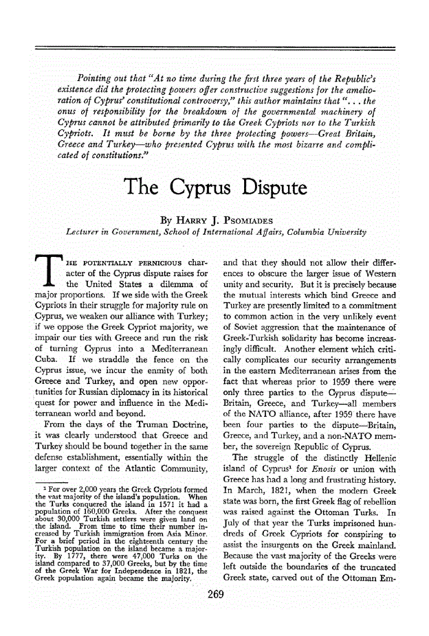 First page of The Cyprus Dispute