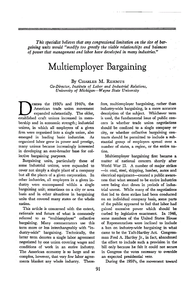First page of Multiemployer Bargaining
