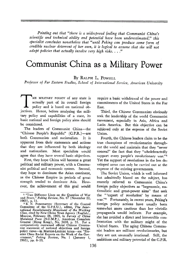 First page of Communist China as a Military Power