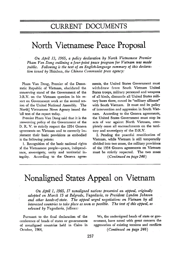First page of Nonaligned States Appeal on Vietnam